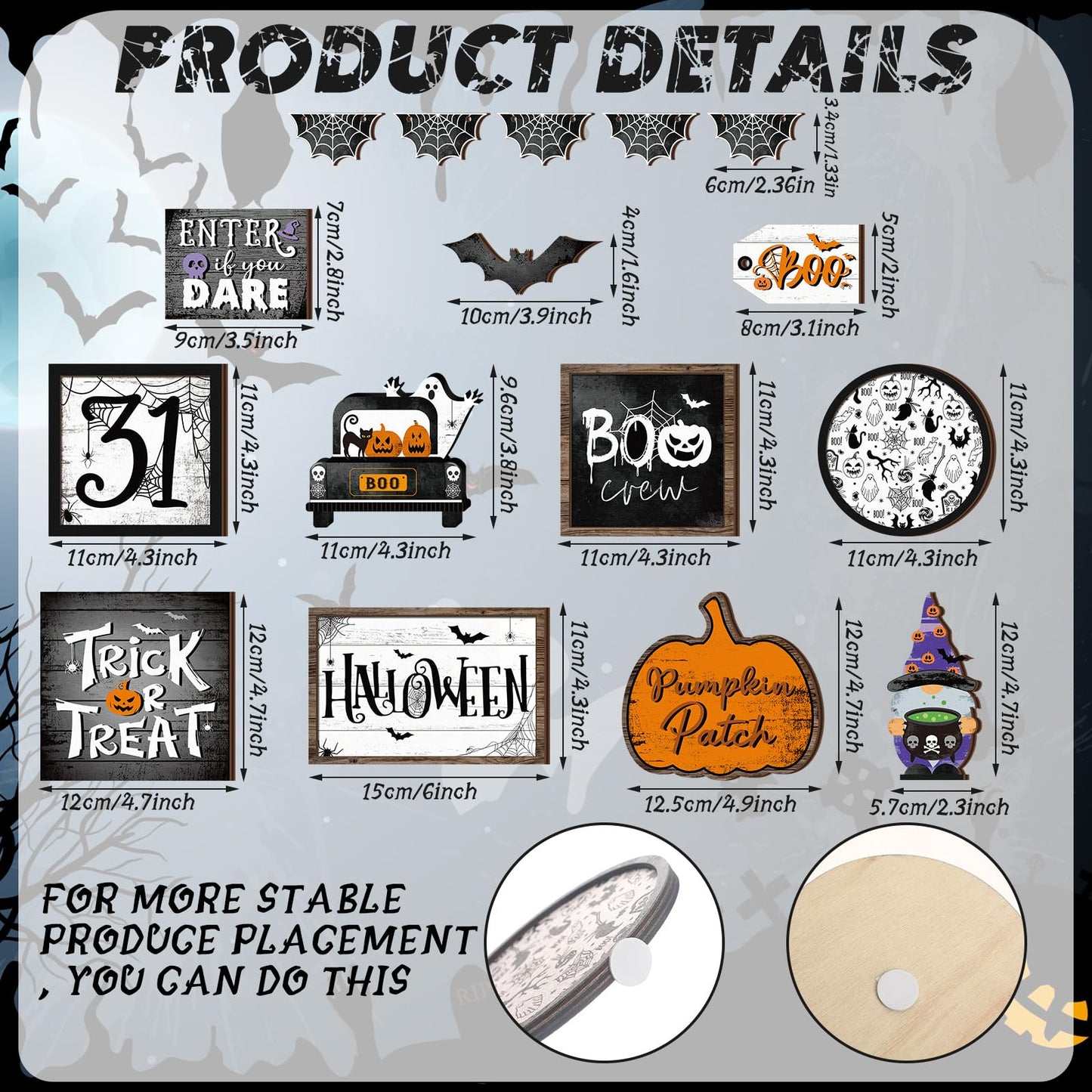 FairySandy 14 Pcs Halloween Tiered Tray Decorations Set Ghost Halloween Wooden Signs Rustic Farmhouse Pumpkin Boo Trick or Treat Blocks Table Sign Decorations for Home Party Favors