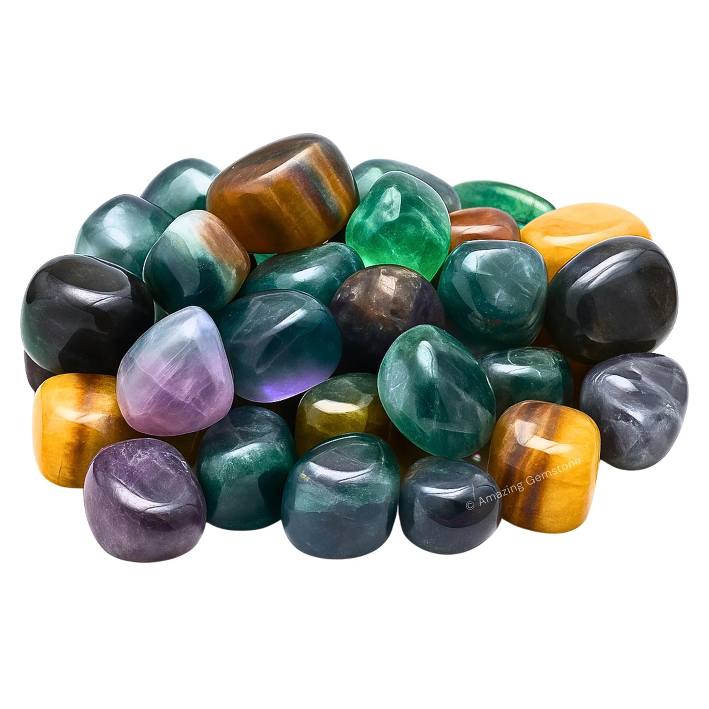 Amazing Gemstone Fluorite Crystals and Healing Stones Tumbled - 1 oz Fluorite Stone Gem Stones, Natural Healing Stones for Energy Balance, Stress Relief - Premium Polished Gems Rocks for Meditation