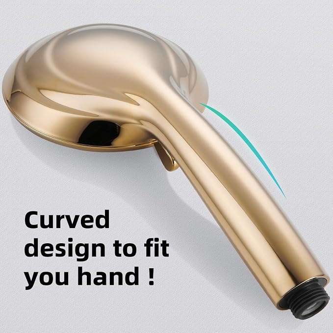 Cobbe 8-Setting Handheld Shower Head Bathroom Showerhead Set - Detachable Shower Heads with 5ft Stainless Steel Hose and Brass Swivel Bracket (Gold)