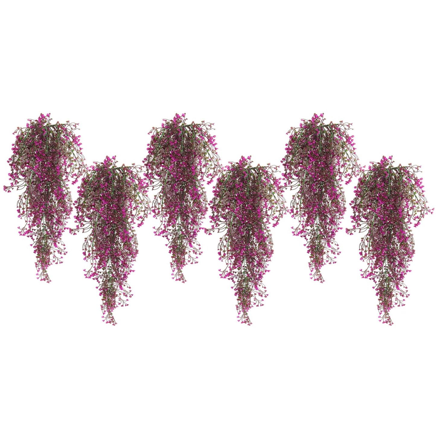 RECUTMS Artificial Hanging Leaves Plants 6Pcs Indoor Fake Flower Swags Faux Vines Ivy Leaves Plastic Greenery Resistant Plastic for Wall Wedding Party Porch Garden Decoration(Fuchsia)