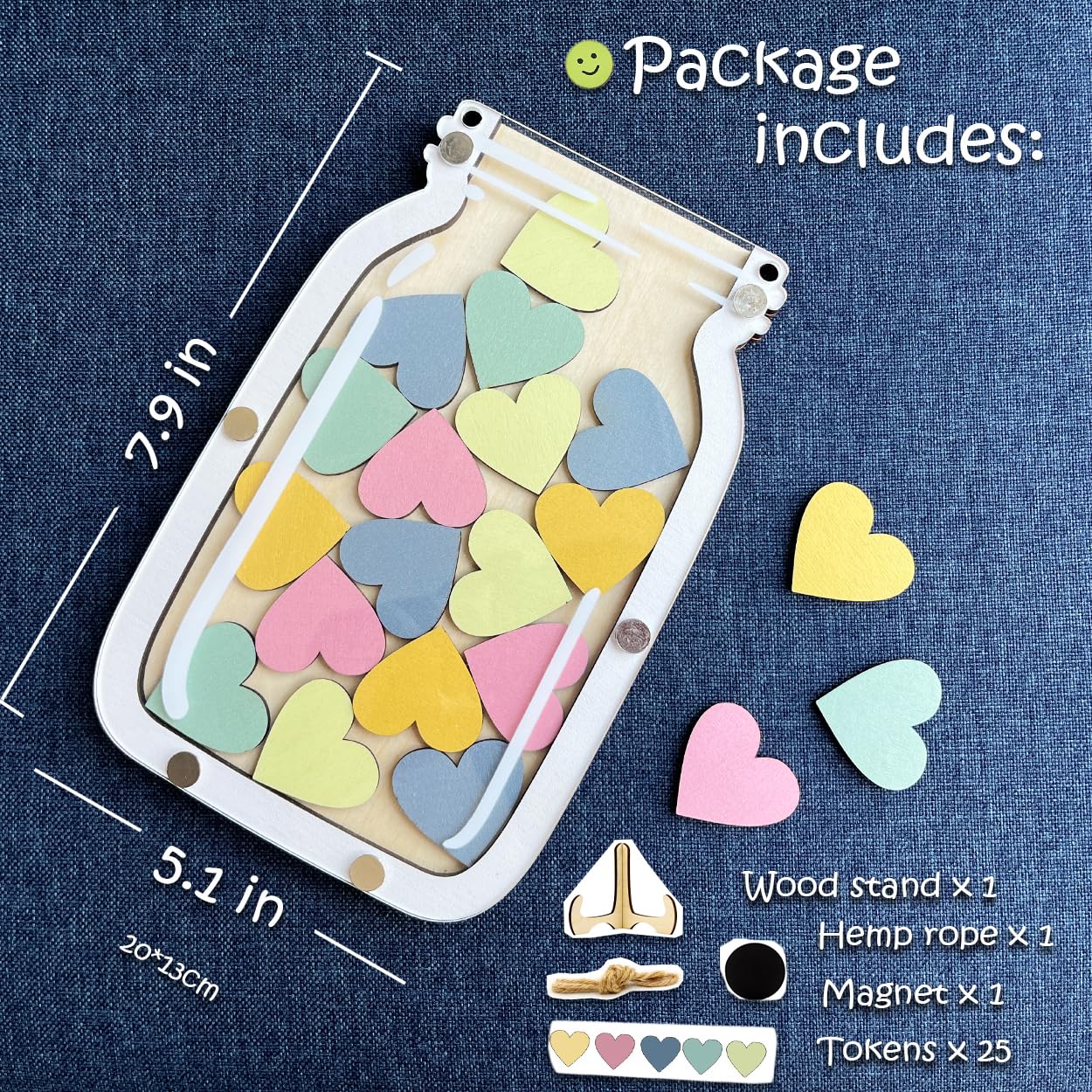 Magnetic Reward Jar for Kids, Classroom Reward System, Star Reward Jar, Incentive Good Behavior Responsibility Chart, Potty Training Rewards, Behavior jar for Boys Girls (Heart)