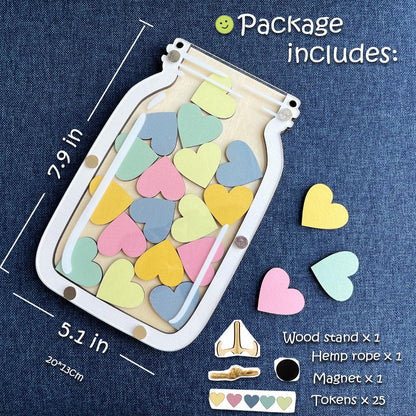 Magnetic Reward Jar for Kids, Classroom Reward System, Star Reward Jar, Incentive Good Behavior Responsibility Chart, Potty Training Rewards, Behavior jar for Boys Girls (Heart)