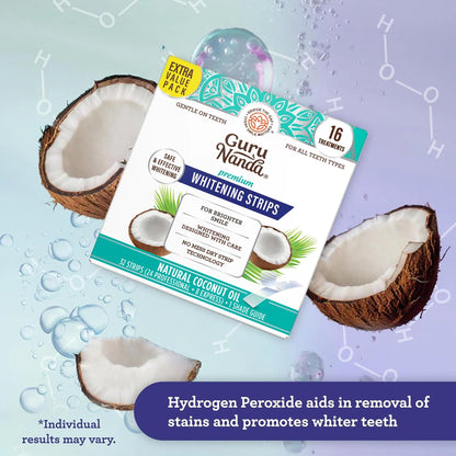 GuruNanda Teeth Whitening Strips - 7-Day Treatment with Non-Slip, Dry Strip Technology - Whitening Designed with Care for a Brighter Smile