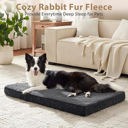 JOEJOY Orthopedic Dog Bed for Small Dogs, Washable Dog Crate Bed Small Sized with Removable Cover, Egg Memory Foam Pet Beds, Grey, 23"x17"