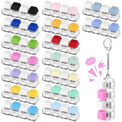 Halloscume 16 Pcs Keyboard Adult Fidget Clicker Toy 4-in-1 Keyboard Fidget Keychain Cube Mechanical Key Button Clicker Stress Relief Gift for Office School Home to Pass the Time(Alternating Colors)