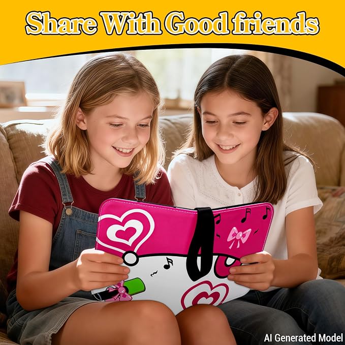 Cute Pink 4 Pocket Trading Card Binder with Zipper and Wrist Strap, Holds 400 Cards, 50 Removable Double-Sided Sleeves, Collectible Card Album Portfolio for Girls