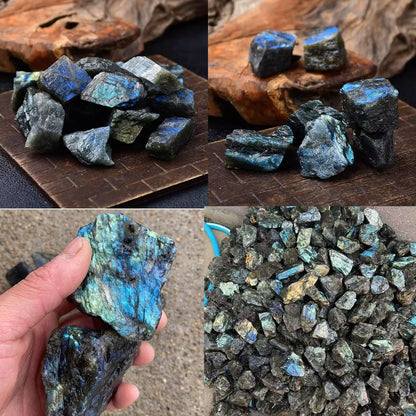 FZBHRO Raw Labradorite Stone Blue Rough Labradorite Rock Healing Crystal and Stone for Tumbling Meditation 0.4-0.6 Pound