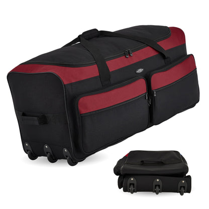 Travelers Club 36" Asgard 3-Wheel Rolling Duffel Bag ,Black and Red