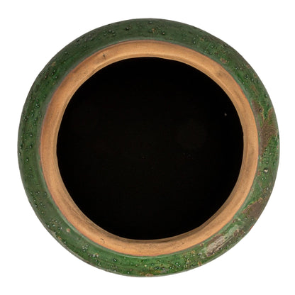 Creative Co-Op Round Terra-Cotta Hobnail Planter Vase with Heavily Distressed Finish, Green