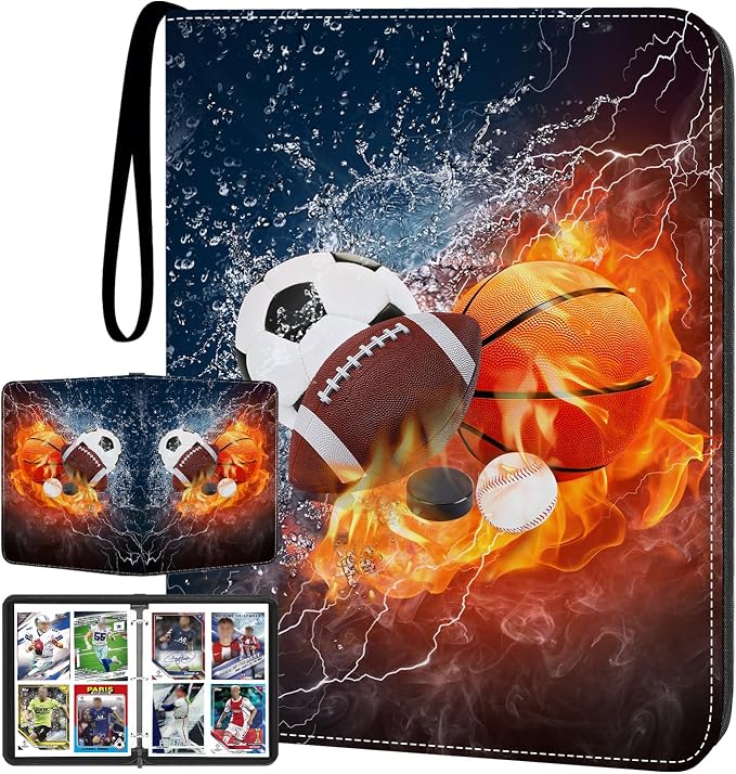 Sports Card Binder 4 Pocket Trading Card Binder 400 Pockets Double Sided Pockets Baseball Card Binder for Football Baseball Basketball Hockey Card and Other TCG Collection Storage Album