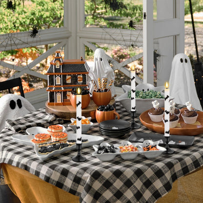SEHNSY Halloween Flameless Taper Candles with Remote and Timer, 4 Pack Bat LED Flickering 3D Flame Real Wax Candles, Battery Operated Halloween Table Decor for Spooky Indoor Displays