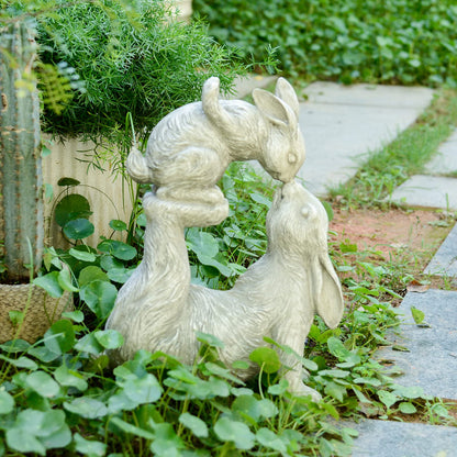 Newman House Studio Garden Statues Kissing Bunny Sulpture - Garden Décor Rabbit Collectible Figurines Yard Decorations Outdoor 11.8" L x 4.8" W x 14.6" H