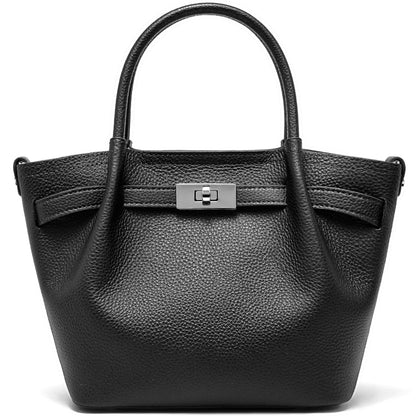Genuine Leather Bucket Bags for Women: Small Tote Purses for Ladies Luxury Designer Crossbody Satchel Handbags(Black)