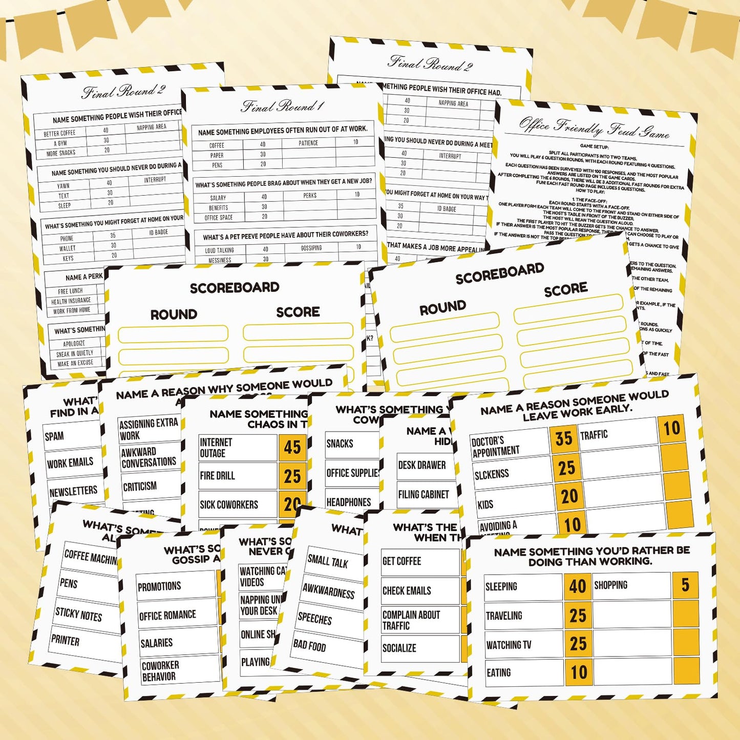 Humyoun Office Party Friendly Feud Game with 2 Answer Buzzers, Team Building Feud Cards for Family Game Night Fun Trivia Quiz for Work Staff Coworkers Groups