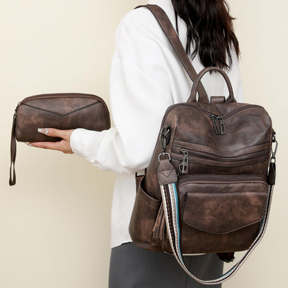 HGWSSY Womens Fashion Backpack Purse for Women Leather Multipurpose PU Ladies Shoulder Bag Travel bag Satchel Handbags (coffee)