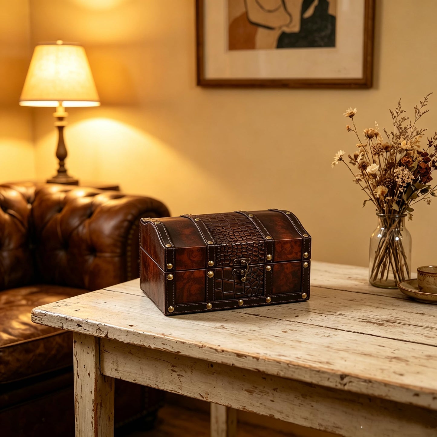 Hosley Decorative Wooden Storage Box with Leather Clasp 9 Inch Long. Ideal Gift for Wedding Special Occasion Study Home Den Dorm Spa Aromatherapy Settings Memories O4