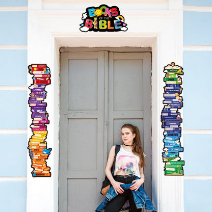 Yopyame Books of the Bible Posters - 16PCS Bible Door Border Door Cover for Scripture Home Church Decor Religious Christian Educational Posters for Classroom Sunday School