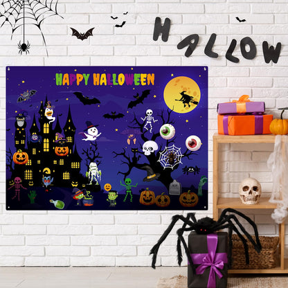 MiniInflat Halloween Felt Board 3.4FT 35 Pcs Happy Halloween Felt Story Board Haunted House DIY Craft Project Scary Pumpkin Ghost Storytelling Hanging Ornament for Trick or Treat Gift (35, House)