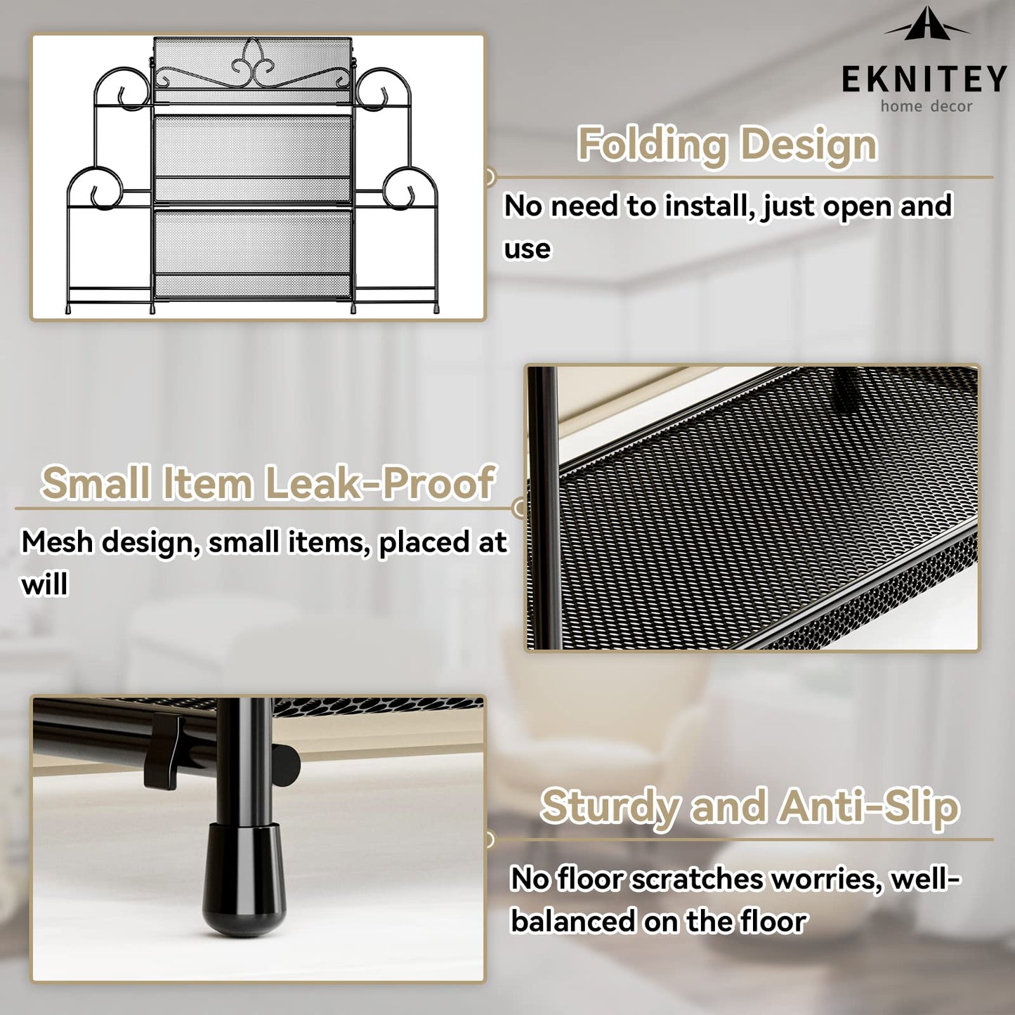 EKNITEY Bathroom Counter Organizer - 3 Tier Spice Rack(No Assembly)