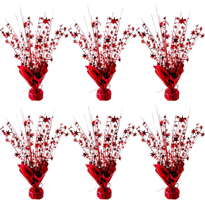 FUBININA 6 Pack Valentine's Day Table Centerpieces Metallic Red Foil Spray Centerpiece Star Table Decoration Burst for Birthday Wedding Memorial Christmas Anniversary Nye Party Supplies Decor