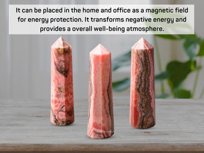 Amazing Gemstone Rhodochrosite Crystal Towers ~ Natural Healing Crystal Point Obelisk for Reiki Healing and Crystal Grid (3" to 4" INCH)