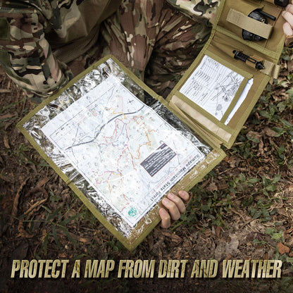 KOSIBATE Map Case, Military Map Protector, Water-resistant Map Pouch Holder for Outdoors or Hiking