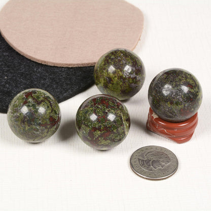Justinstones Natural Polished Dragon Blood Jasper Sphere with Red Jasper Stand – Handcrafted Gemstone 30mm Ball for Energy Healing, Meditation, and Home Décor