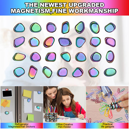 28 Pack Rainbow Fridge Magnetic Magnets, Small and Strong Magnets for Wall Stickers, Strong Refrigerator Magnets Heavy Duty for Whiteboard, Office, Classroom, Kitchen Accessories, Home and Cabinet