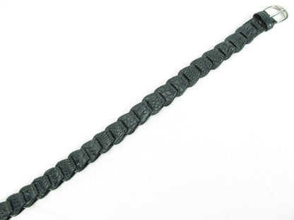 Pelgio Genuine Crocodile Skin Leather Women's Handmade Chain Belt 46" Long (Black)