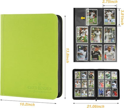 9 Pockets Card Binder,Premium Zip Trading Card Binder,540 Double Sided Pocket PU Collection Binder, Collector Album, Card Folder for MTG, TCG, Business Cards.(Grass Green)