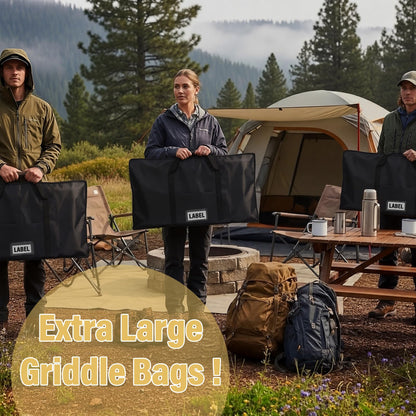 Hsei Extra Large Griddle Bag 38 x 18 x 2 Inch Extra Large Griddle Camping Storage Bag Oxford Cloth Waterproof with Reinforced Carrying Strap for BBQ Grilling Stove RV Camping Accessories, Black