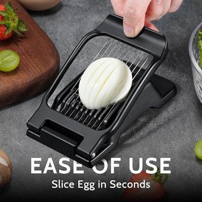 Sopito Heavy Duty Stainless Steel Wire Egg Slicer for Hard Boiled Eggs & Strawberry Other Soft Food, Black