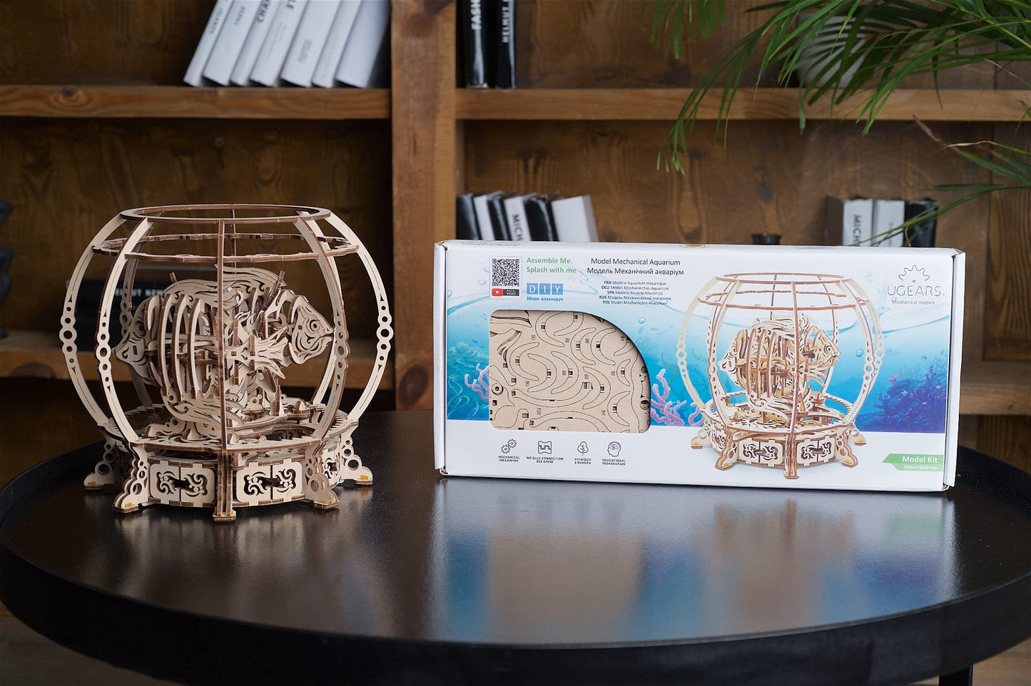 UGEARS Aquarium 3D Wooden Puzzles for Adults - Wooden Model Kits for Adults Mechanical Aquarium Puzzles for Adult Unique Wooden Puzzle Brain Teaser, Hobby Set Home Decoration