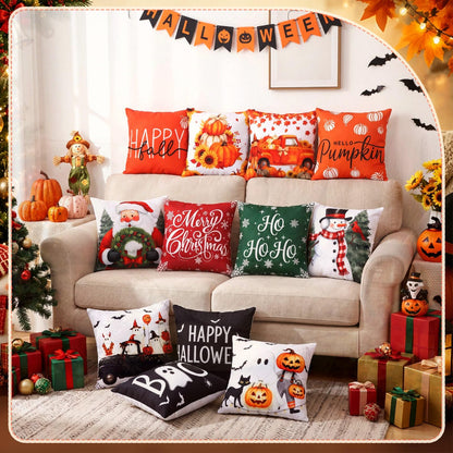 Lumina Garden 12 Pcs Fall Pillow Covers 18 x 18 Inch Holiday Throw Pillow Covers Pumpkin Cushion Case Pillowcase for Indoor Outdoor Farmhouse