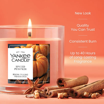 Yankee Candle Small Tumbler Scented Candle with up to 40 Hour Burn Time, Premium Plant Wax Blend for Consistent Burn, 4.3 oz Tumbler Candle with Room Filling Fragrance, Spiced Pumpkin