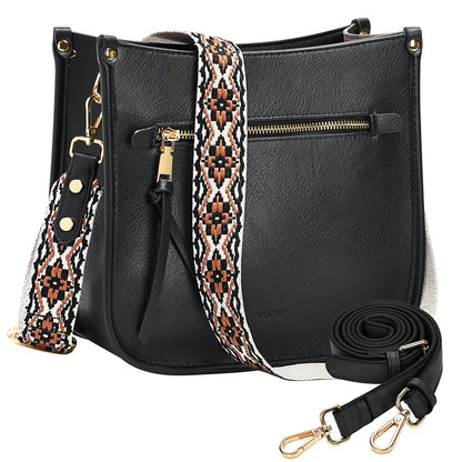 VASCHY Crossbody Bag Purse for Women,Fashion Vegan Leather Hobo Handbag Shoulder Bag Purse with Guitar Strap Beige