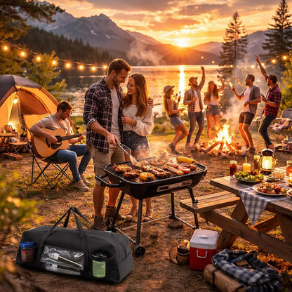 Vexillum Portable Grill Tool Storage Bag – Large BBQ Utensil Organizer for Grilling & Camping, Waterproof & Stain-Resistant Fabric with Pockets, Barbecue Accessories Case Container (22"x6.5"x7.2")