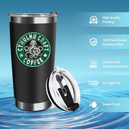 TSLOVER 20 Oz Cthulhu Craft Coffee Stainless Steel Insulated Tumbler,Funny Octopus Travel Coffee Mug for Hot or Iced Drinks,Gothic Horror Cthulhu Gifts for Women Men Friends Fans
