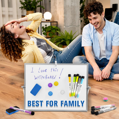 Grtard Dry Erase Magnetic White Board, 16''x12'' Double-Sided Desktop Whiteboard with Stand, Portable Small Whiteboard Set, Dry Erase Board for to-Do Lists, Planning & Office, Home