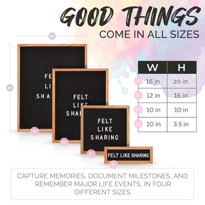 Felt Like Sharing Small Letter Board (Light Pink Felt - 10”x3.5”) – Changeable Message Board with 3 Sets of Felt Board Letters for Home & Aesthetic Room Decor – Wall Letterboard Signs In Oak Frame