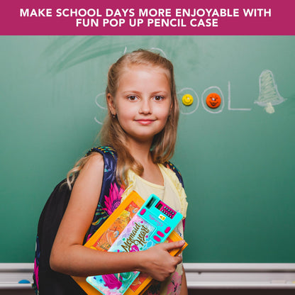 Decorably Pop Up Multifunction Mermaid Pencil Case for Girls, with Calculator, Sharpener, Pen Slots, Mini Drawer and 2 Main Compartments with Magnetic Closure - Back to School Gift for Kids