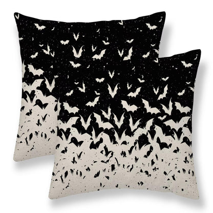 Sunshineyan Halloween Pillow Covers 18x18 Set of 2, Halloween Bat Decorative Throw Pillow Covers Outdoor Farmhouse Holiday Pillow Cases for Couch Sofa Home Decor