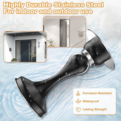 Crosize Magnetic Door Stoppers 1 Pack, Stainless Steel Door Stops for Wall and Floor Mounting, Gate Stops, No Drilling Metal Doorstops with Adhesive Tapes, Black