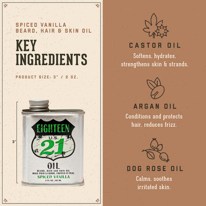 18.21 Man Made Hair, Skin & Beard Oil for Men, 4 Scents - Non-Greasy, Conditioning Balm with Castor Seed, Jojoba, and Argan Oils - Premium Tattoo and Mustache Care Products