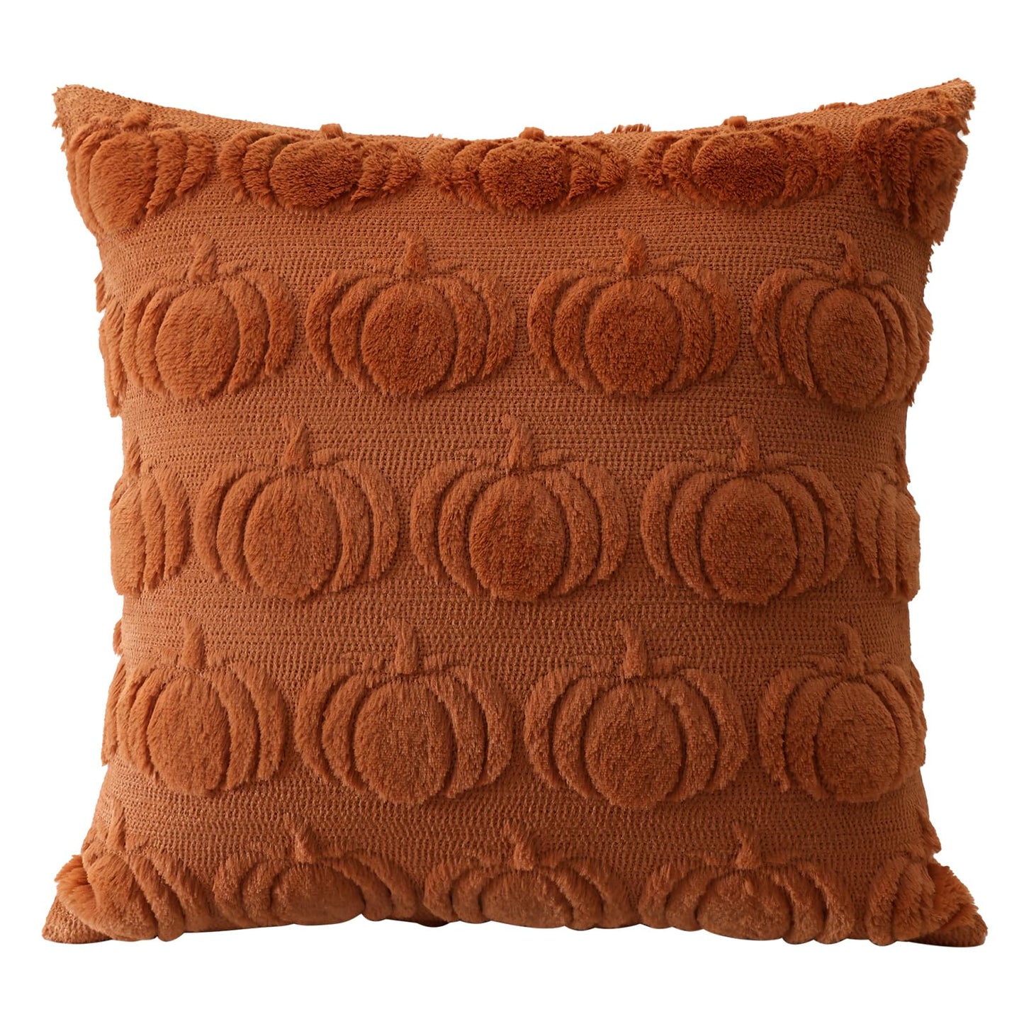 Artscope Fall Pillow Covers 18 x 18 Set of 2 Decorative Autumn Harvest Holiday Pumpkin Throw Pillow Cases Soft Plush Faux Fur Couch Cushion Case for Farmhouse Halloween Sofa Bed Room Home Decor-Rust