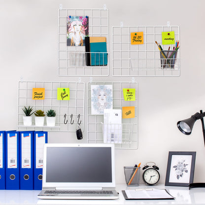 ODOXIA 2 Pack Wire Wall Grid Panel | Photos & Pictures Display Grid Wall Panels | White, Magnetic & Metal Grid | Photo Grid | Wire Board | Hanging Home, Office & Kitchen Décor