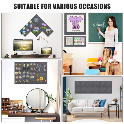 Large Cork Board Alternative 36" X 24" Bulletin Board - 6 Pack Removable Felt Wall Tiles, Cork Wall Tiles Bulletin Board Home Office Essentials - Dark Gray