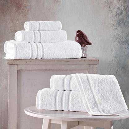Hawmam Linen White 6 Piece Bath Towels Set