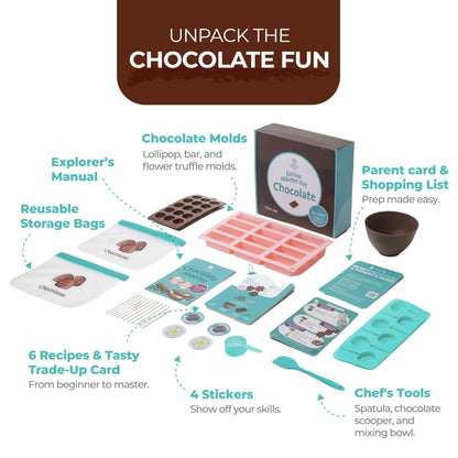 Tovla Jr. Real Chocolate Making Kit for Kids | Learn to Cook with Real Tools | Educational STEM Gift Set Ages 4+ | DIY Chocolate Activity with Visual Recipes for Boys & Girls