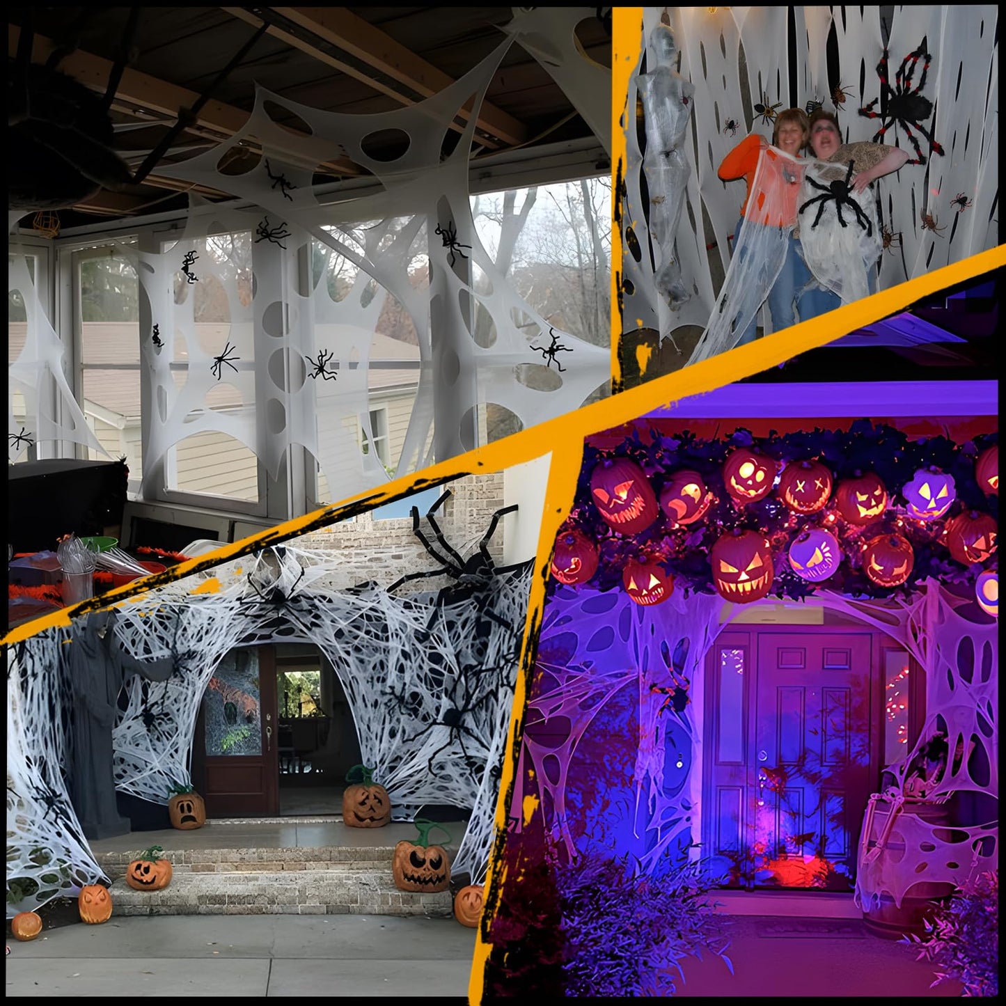VICAMB 470sqft Giant Spider Web Halloween Decorations Outdoor Cut Your Own Spider Web Netting Beef Netting for Haunted House,Halloween Party Decoration